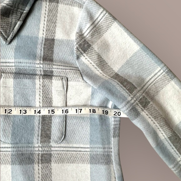 Soft Surroundings Mad About Plaid Cozy Soft Top Roll Up Sleeves Blue Small Tunic - Picture 9 of 13